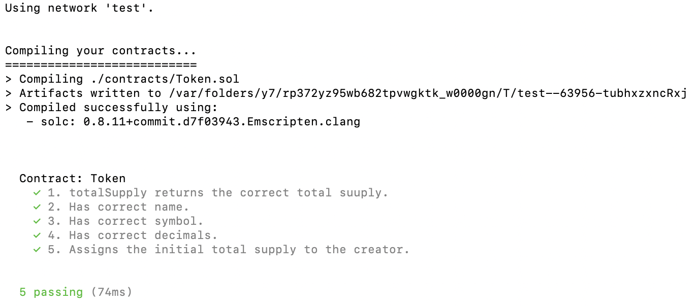 Truffle tests of ERC-20 token